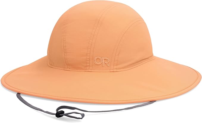 Outdoor Research Sahara sun sombrero in coral with adjustable chin strap and UPF 50+ rating