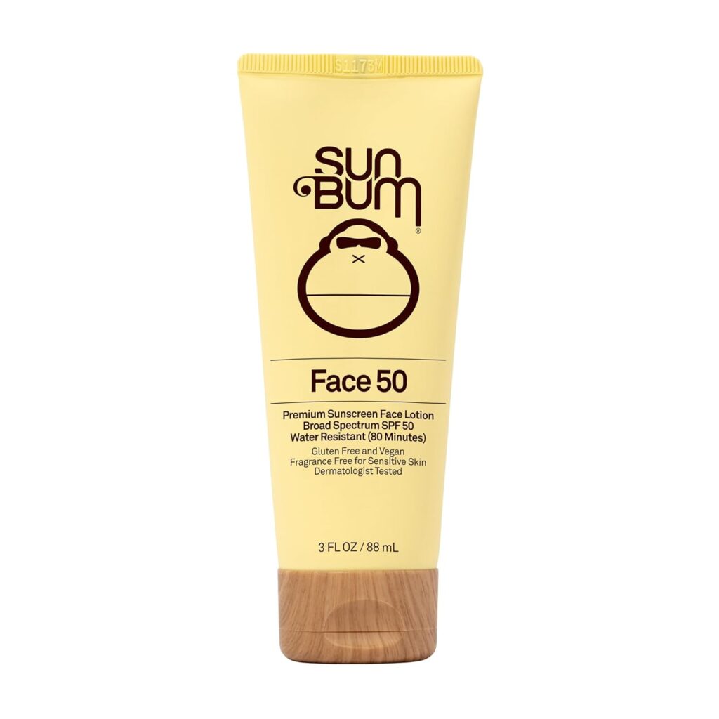 Sun Bum Face 50 Premium Sunscreen Face Lotion in yellow tube with broad spectrum SPF 50 protection