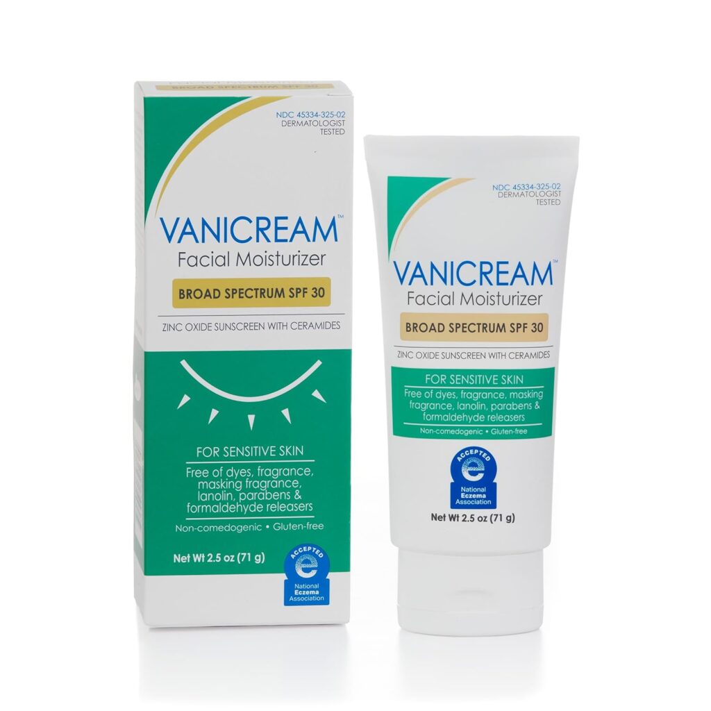 Vanicream Facial Moisturizer SPF 30 with zinc oxide sunscreen for sensitive skin and ceramides