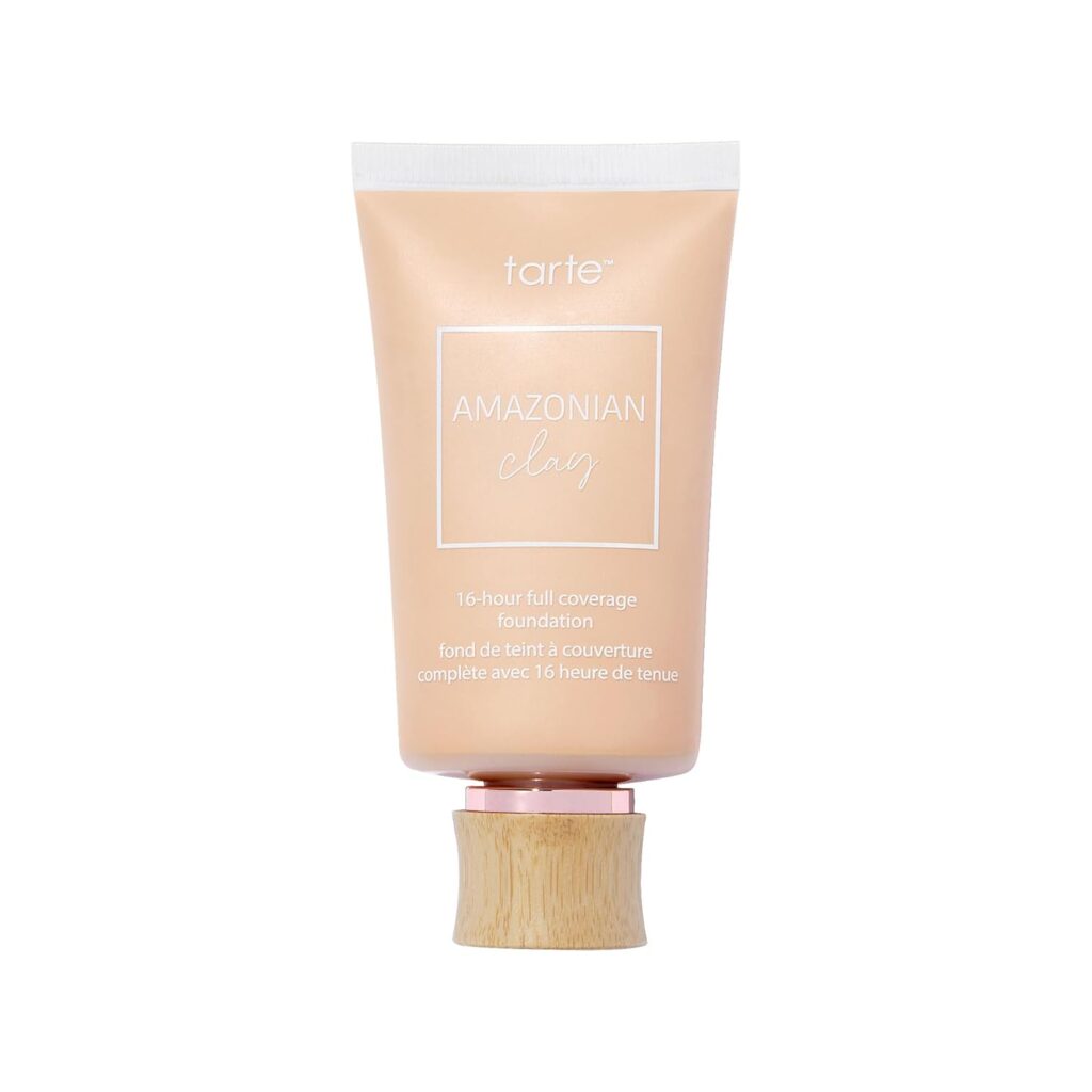 Tarte Amazonian Clay 16-hour full coverage foundation in peach tube with wooden cap