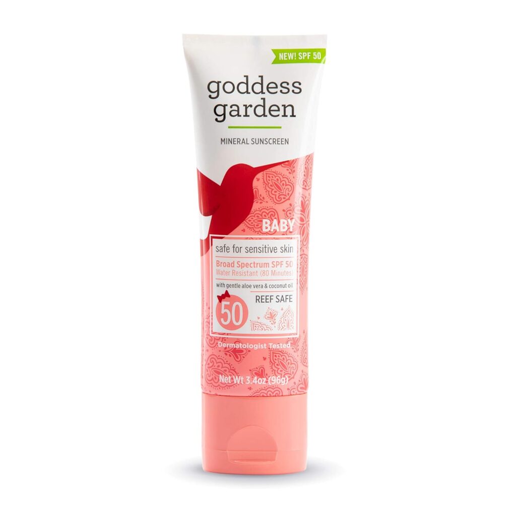 Goddess Garden mineral sunscreen SPF 50 baby formula - natural reef-safe sun protection for sensitive skin