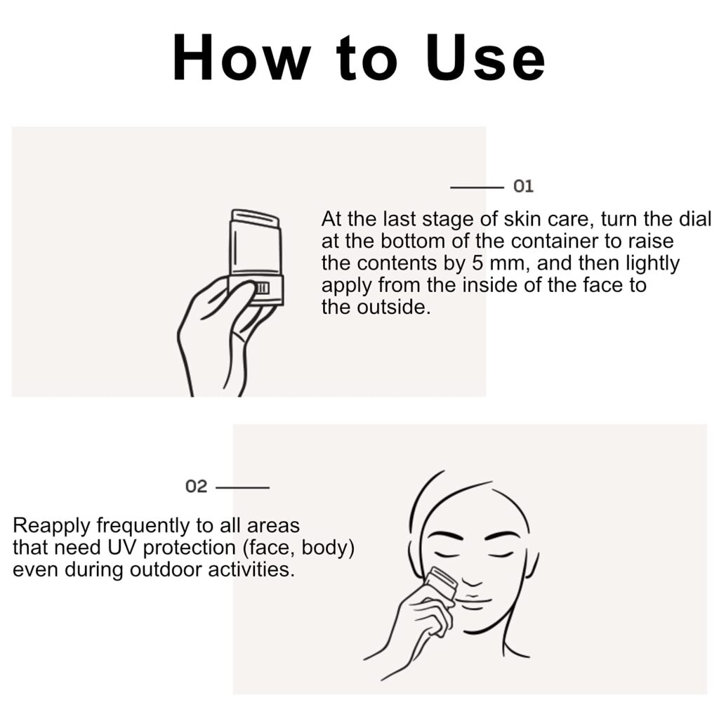 How to use AHC Sunscreen stick with step-by-step application instructions