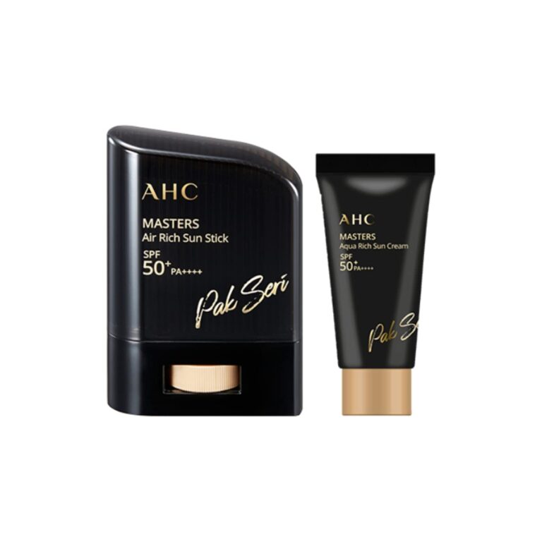 AHC Sunscreen Masters product line featuring Air Rich Sun Stick and Aqua Rich Sun Cream