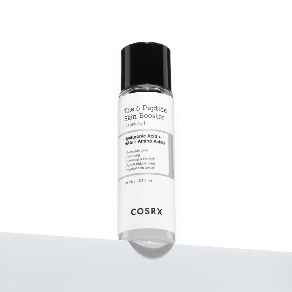 COSRX 6 Peptide Skin Booster Serum product bottle with hyaluronic acid and amino acids
