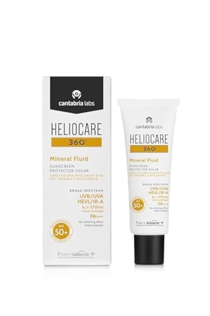 Complete Heliocare 360 fluid cream SPF50 skin healthcare package with box and tube for maximum sun protection