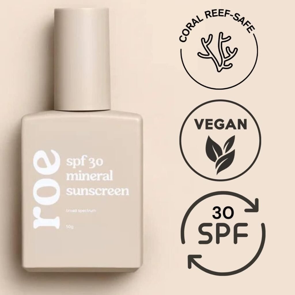 Roe unscented mineral sunscreen SPF 30 with coral reef-safe and vegan certifications